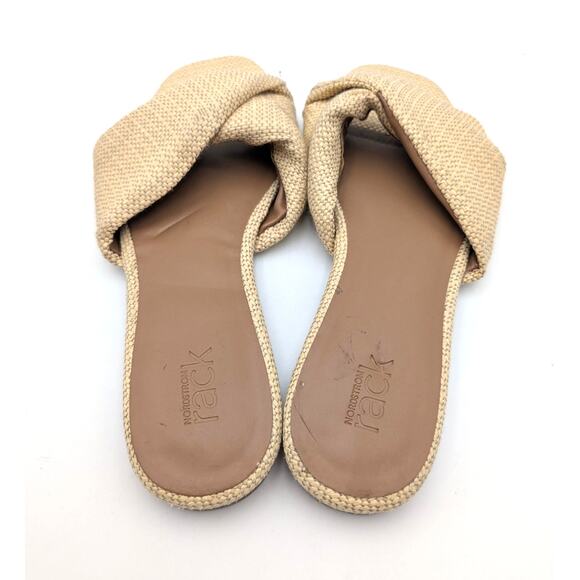 Nordstrom Cerise Faux Leather Weave Slide Sandal Women's Beige Size US7.5M EU38 - Picture 9 of 11